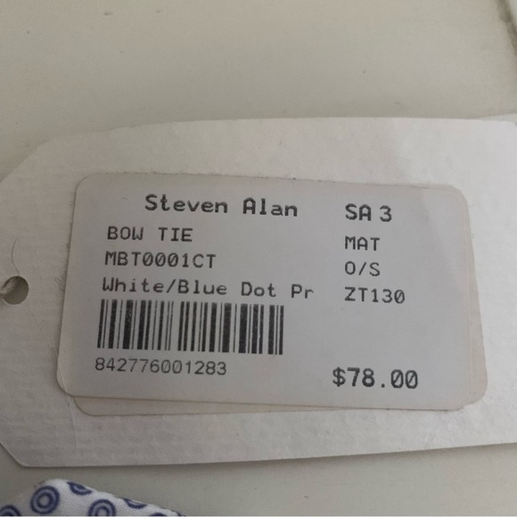 Steven Alan Bow Tie White Blue Dot - Picture 6 of 6